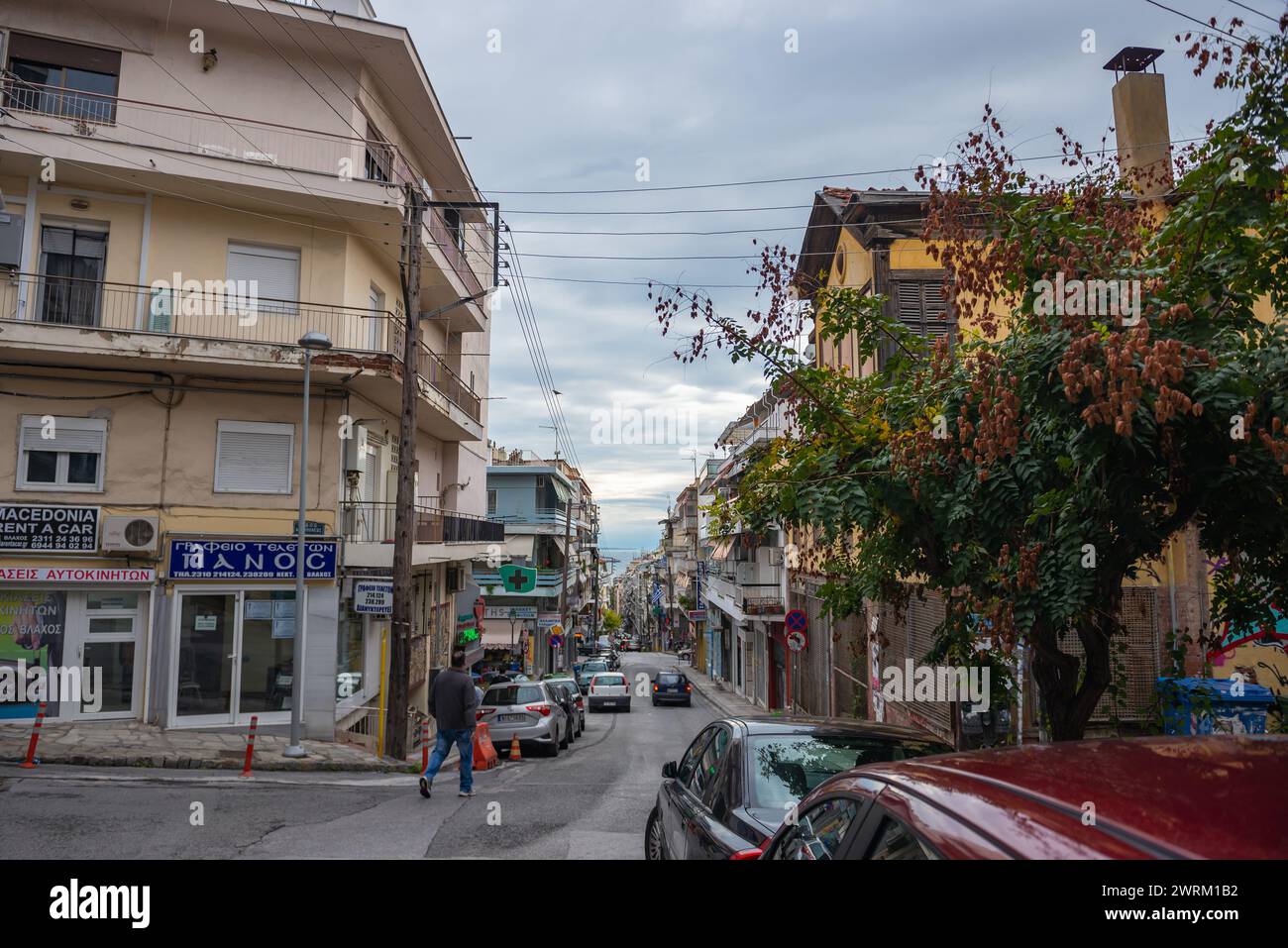 Via Agias Sofias nella città di Salonicco, Grecia Foto Stock