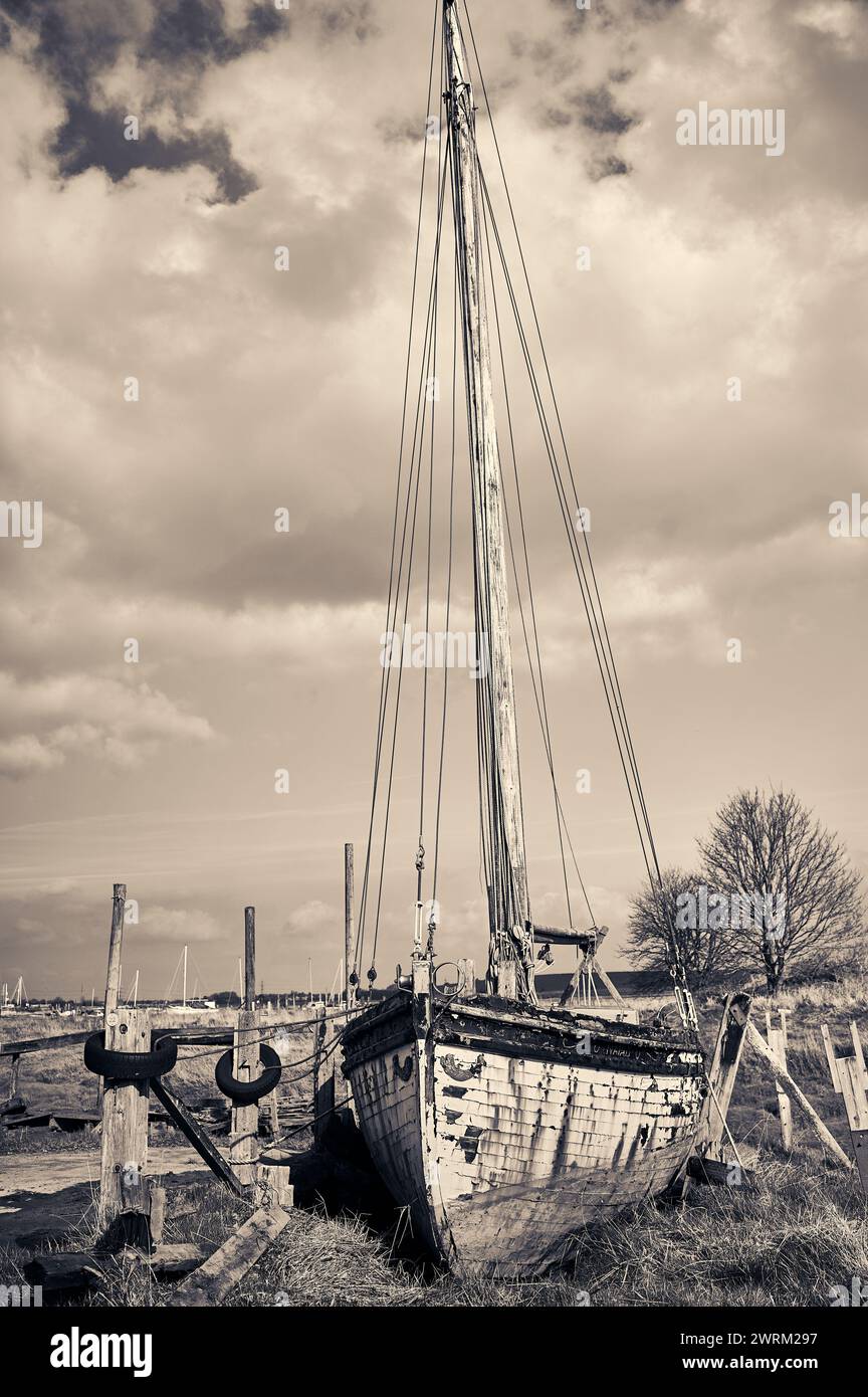 Relitto sulla riva di Skippool Creek, Lancashre Foto Stock