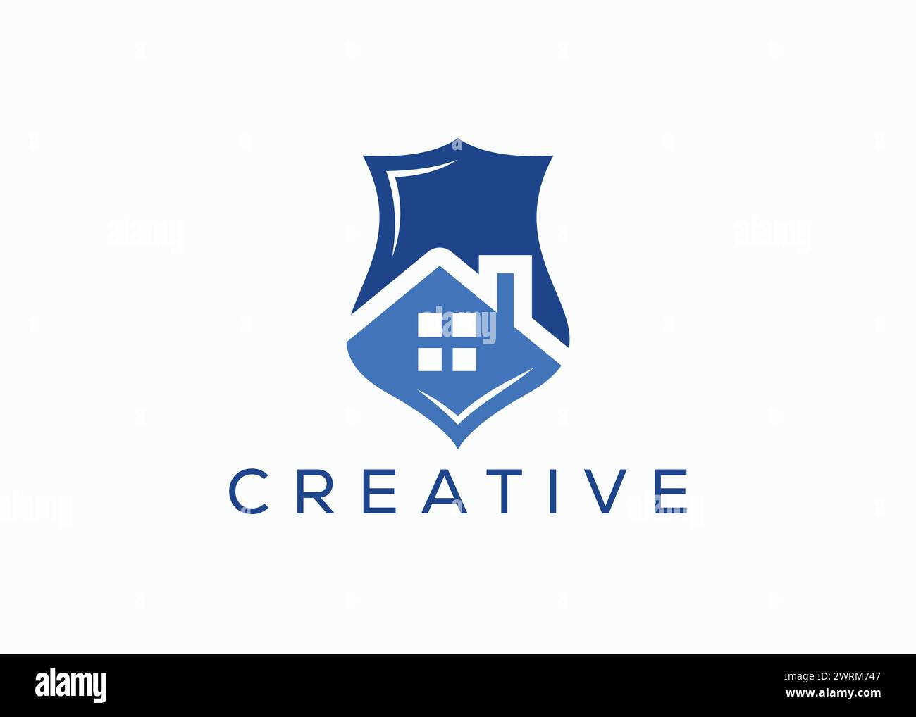 Modello vettoriale logo Home Shield creativo e minimale. Casa di sicurezza. Proteggi House. Sicurezza domestica Illustrazione Vettoriale