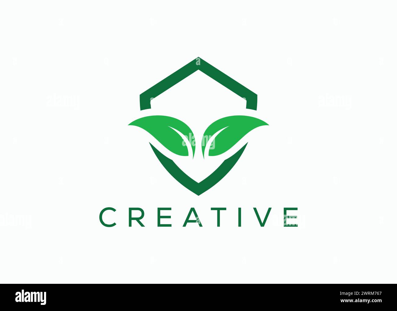 Modello vettoriale con logo Shield Leaf creativo e minimale. Protezione eco LEAF. Proteggere LEAF eco. Logo di sicurezza ambientale 6 Illustrazione Vettoriale