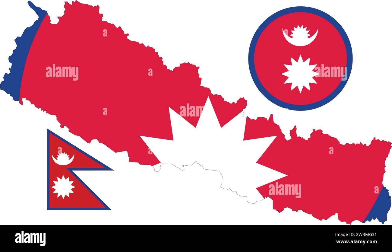 Mappa e bandiera del Nepal Illustrazione Vettoriale