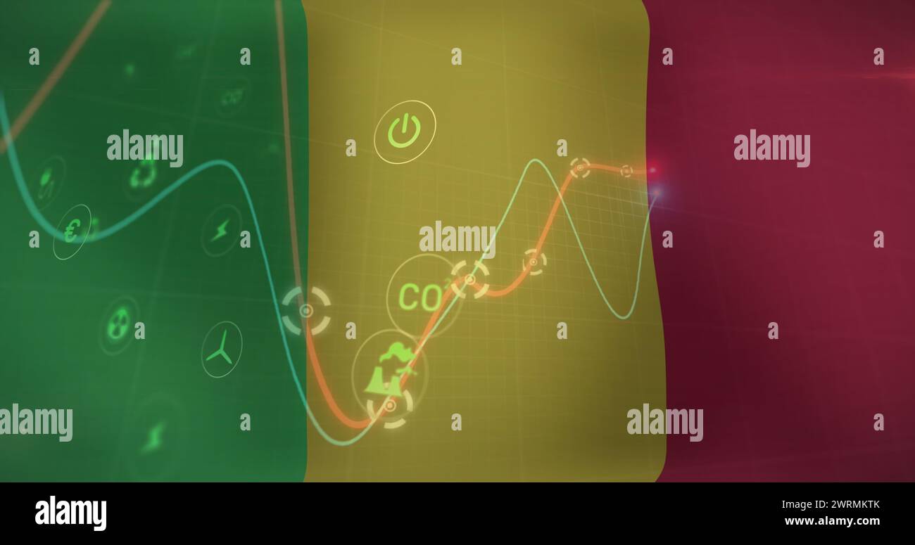 Immagine dell'elaborazione dei dati su flag del mali Foto Stock