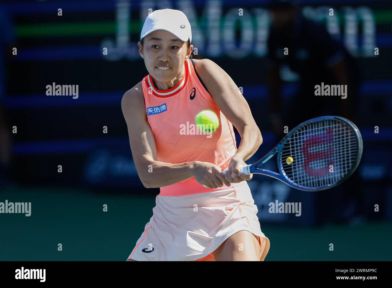 Shuai Zhang (CHN) in azione al Dubai Duty Free Tennis Championships 2024, Dubai, U.A.E. Foto Stock