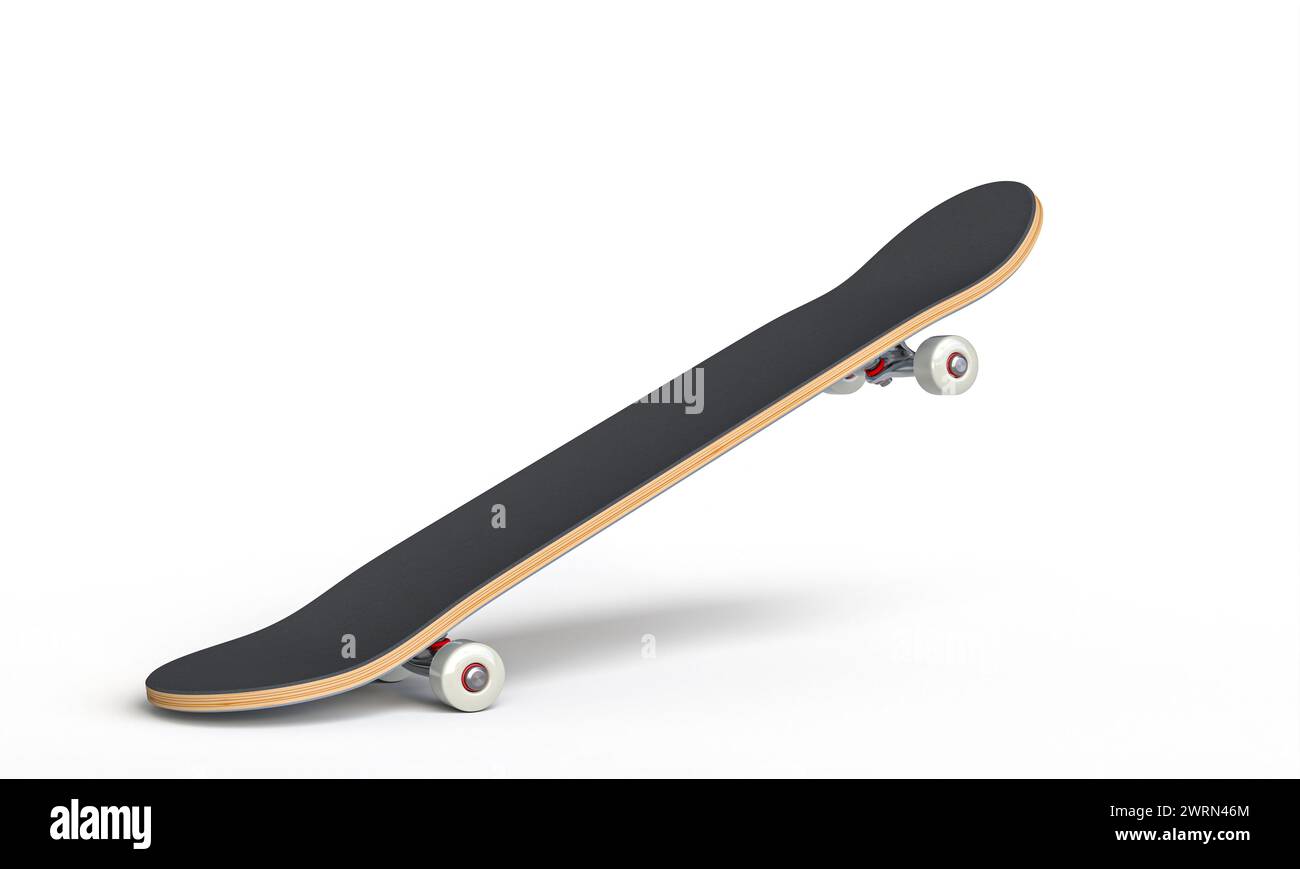 skateboard classico su sfondo bianco. rendering 3d. Foto Stock