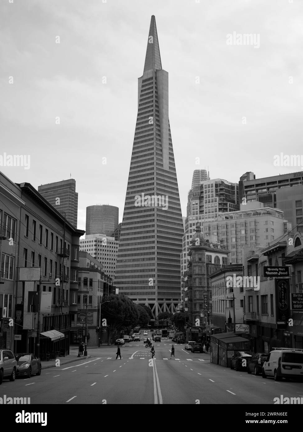 Vista della Piramide Transamerica dal vecchio quartiere italiano Foto Stock