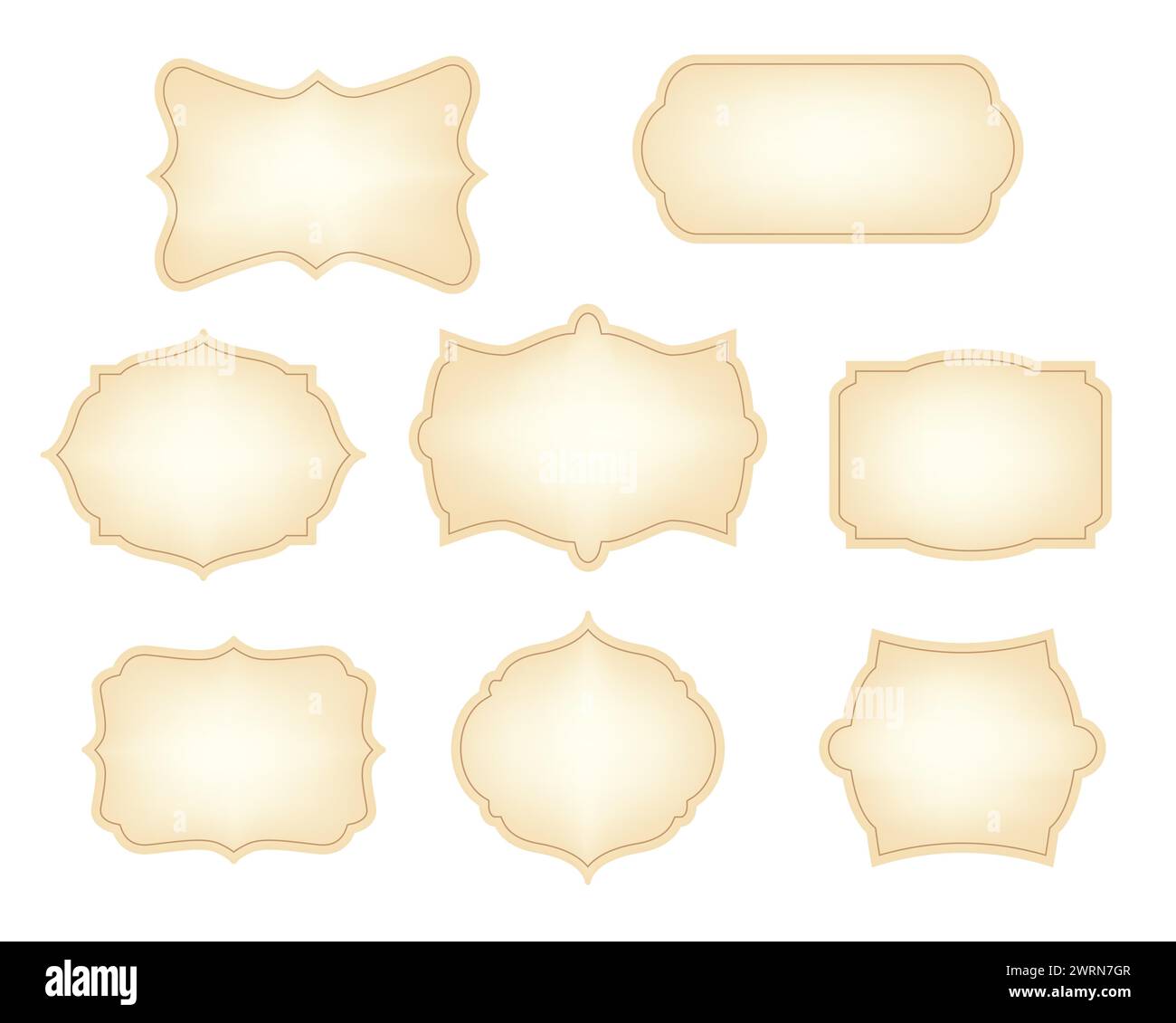 Telaio vuoto ed etichetta mega set. Set vettoriale di etichette e cornici vintage. Illustrazione Vettoriale