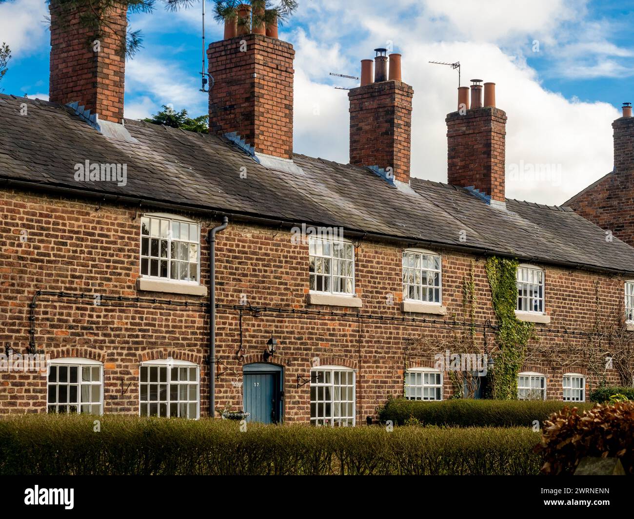 Cottage tradizionali nel villaggio di Styal. Wilmslow, Cheshire. Foto Stock