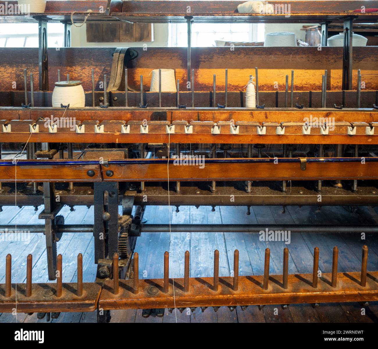 Mulo rotante al Quarry Bank Mill. Styal. Cheshire. Foto Stock