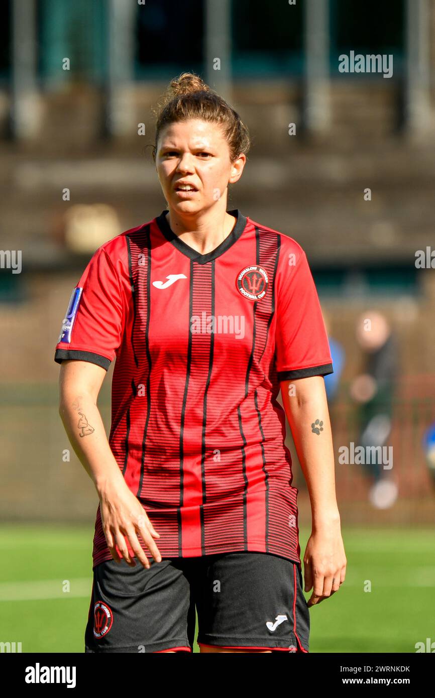 Ystrad Mynach, Galles. 3 ottobre 2021. CATIA Reis Campos di Hounslow Women durante la partita di fa Women's National League Southern Premier Division tra Cardiff City Ladies e Hounslow Women al Centre of Sporting Excellence di Ystrad Mynach, Galles, Regno Unito, il 3 ottobre 2021. Crediti: Duncan Thomas/Majestic Media. Foto Stock
