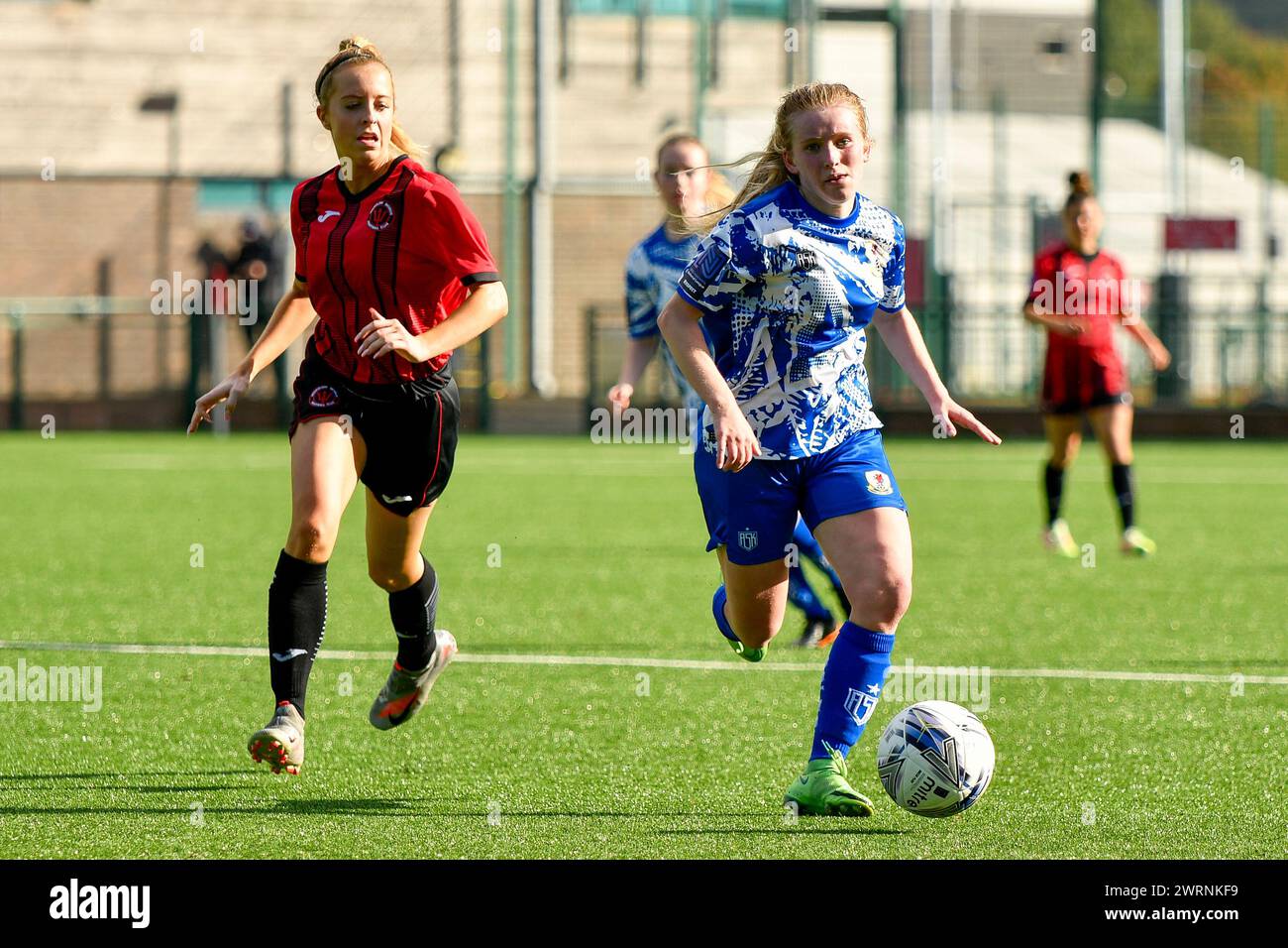 Ystrad Mynach, Galles. 3 ottobre 2021. Ruby Scahill di Cardiff City Ladies in azione durante la partita di fa Women's National League Southern Premier Division tra Cardiff City Ladies e Hounslow Women al Centre of Sporting Excellence di Ystrad Mynach, Galles, Regno Unito, il 3 ottobre 2021. Crediti: Duncan Thomas/Majestic Media. Foto Stock