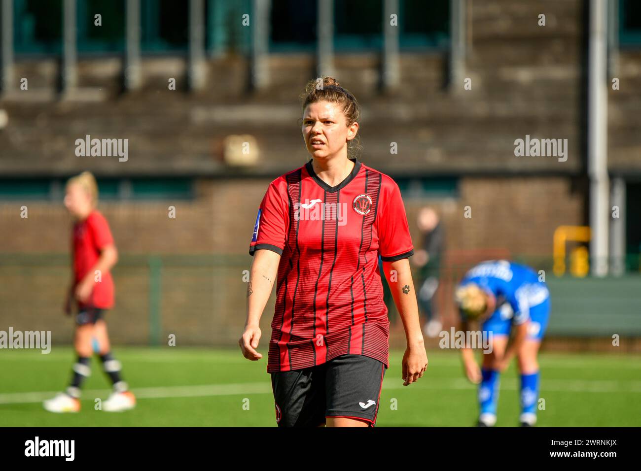 Ystrad Mynach, Galles. 3 ottobre 2021. CATIA Reis Campos di Hounslow Women durante la partita di fa Women's National League Southern Premier Division tra Cardiff City Ladies e Hounslow Women al Centre of Sporting Excellence di Ystrad Mynach, Galles, Regno Unito, il 3 ottobre 2021. Crediti: Duncan Thomas/Majestic Media. Foto Stock