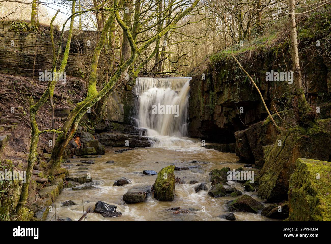 Cascata a Plunge Mill, Edenfield Foto Stock