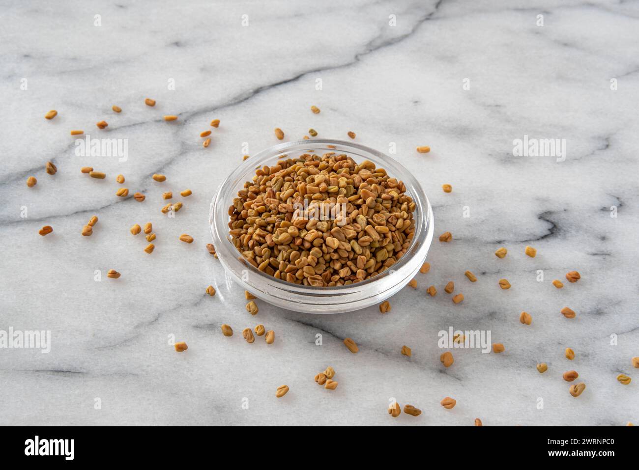 Primo piano di semi castani di fieno greco Foto Stock