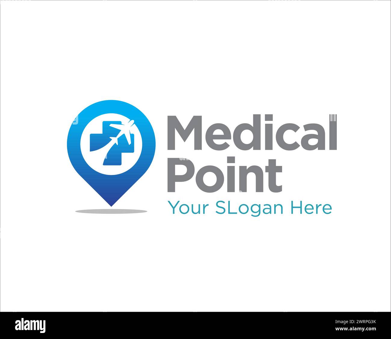 design del logo del centro di posizione sanitaria del punto medico Illustrazione Vettoriale