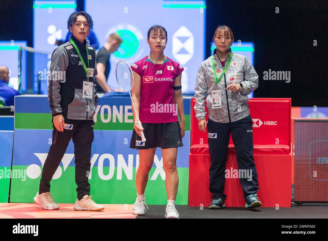 Birmingham, Regno Unito il 13 marzo 2024, Nazomi Okuhara del Giappone gareggiò nel suo primo turno dei Campionati Yonex All England Badminton Badminton 2024 all'Utilita Arena di Birmingham, Regno Unito il 13 marzo 2024. Crediti: ProSportsImages/AFLO/Alamy Live News Foto Stock