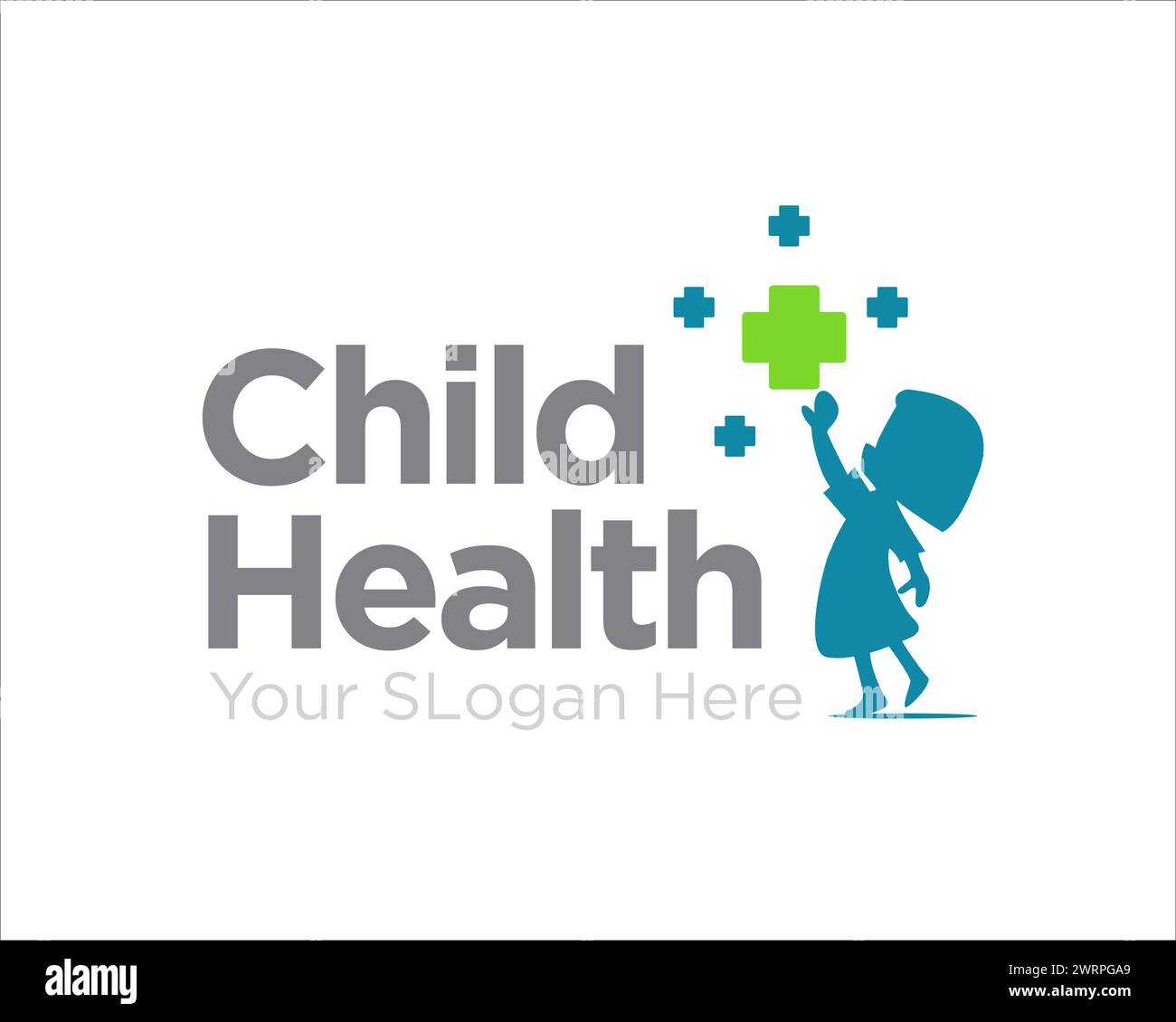disegni del logo di assistenza sanitaria per bambini per la clinica e il servizio medico Illustrazione Vettoriale