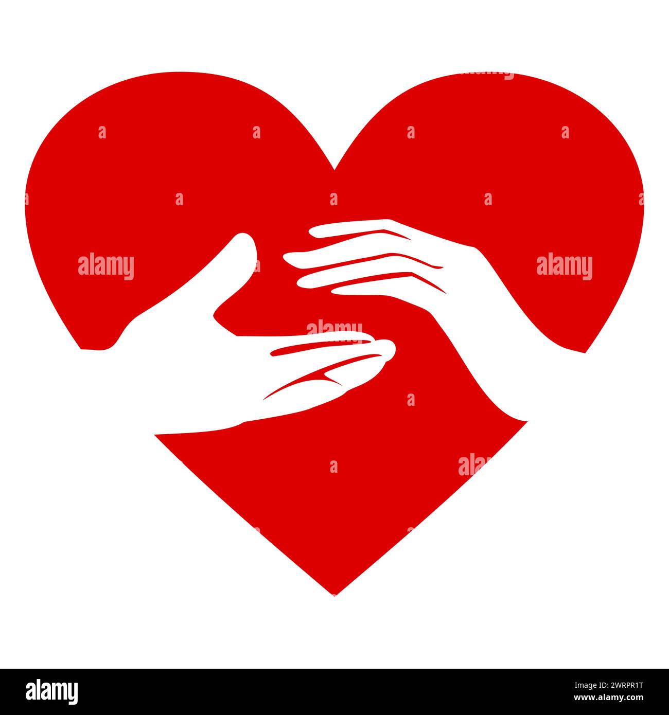 Mani che tengono il cuore. Mani in alto con i cuori. Cuore in mano. Icona vettoriale. Icone di silhouette di beneficenza. Poster di volontariato. Donazione, Love Icons. Illustrazione Vettoriale