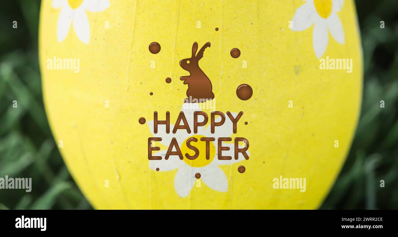 Immagine dell'uovo di pasqua e testo di buona pasqua Foto Stock