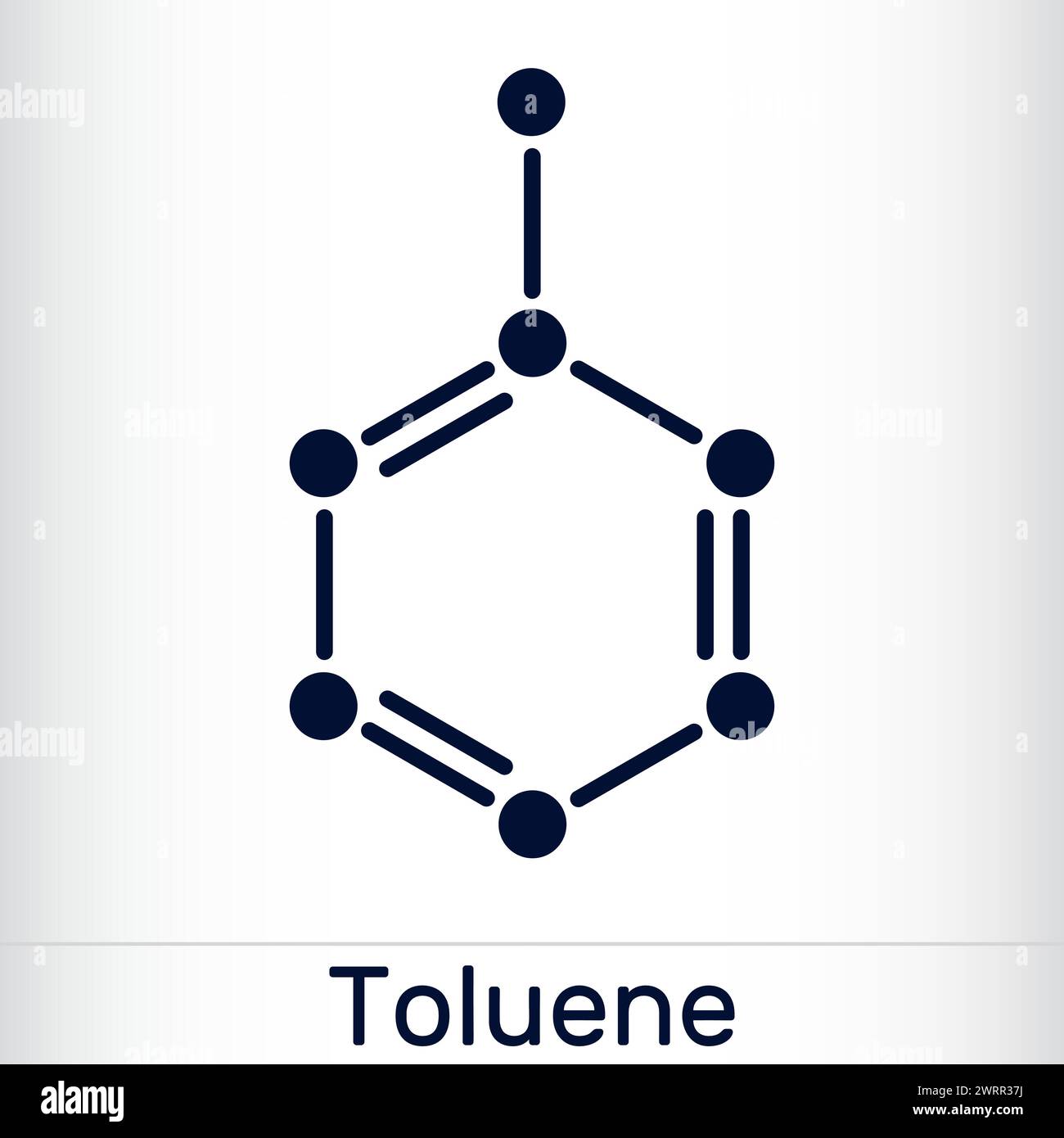 Toluene, molecola di toluolo C7H8. Metilbenzene, idrocarburi aromatici. Formula chimica scheletrica. Illustrazione vettoriale Illustrazione Vettoriale