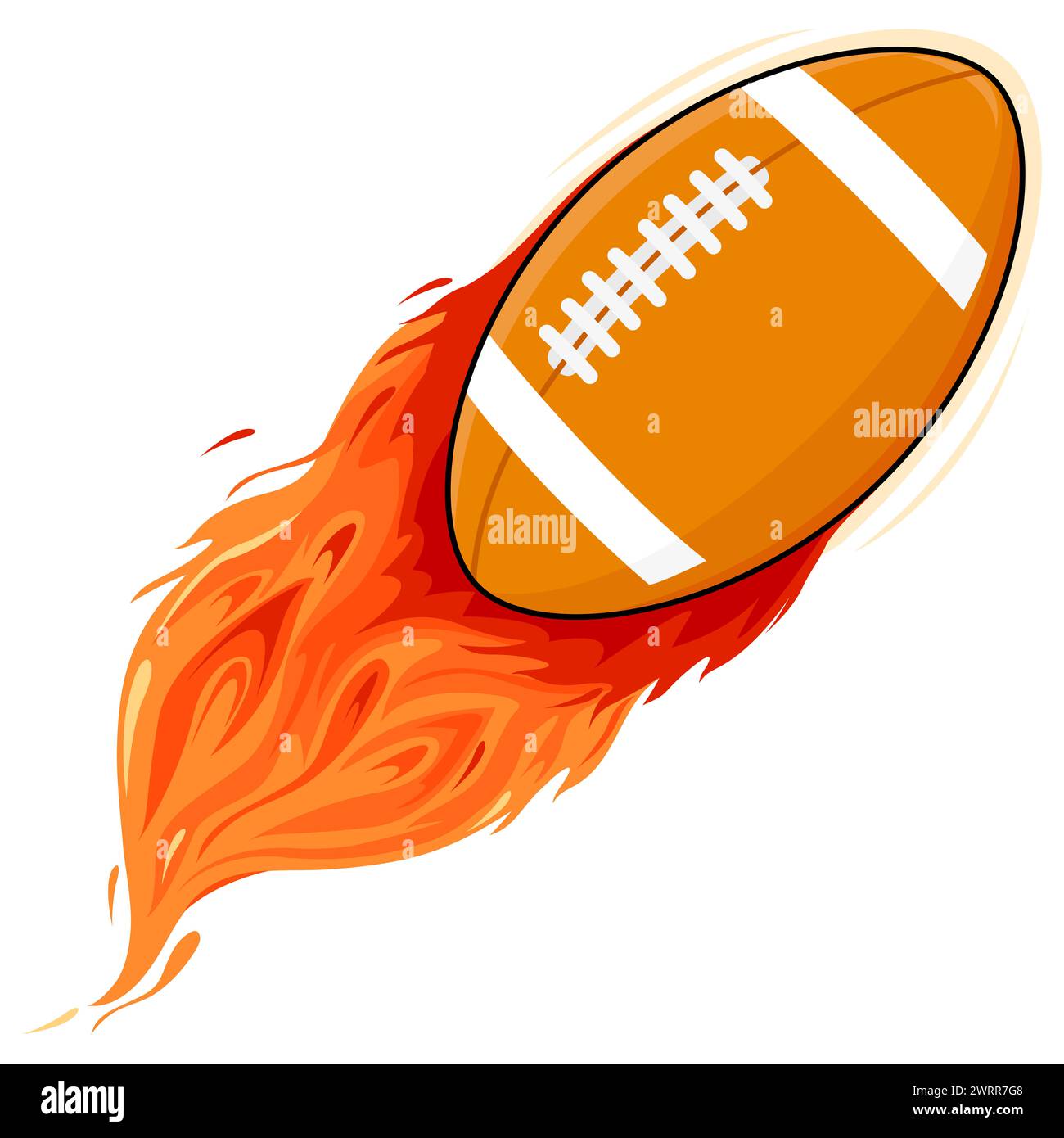 Una palla da rugby in fiamme. Football americano. Pallone da rugby sportivo acceso. Foto Stock