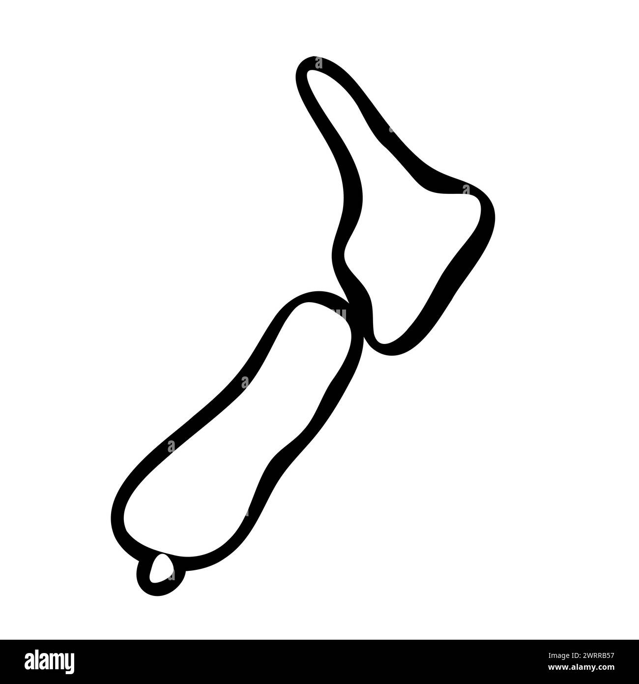 Mappa semplificata del paese della nuova Zelanda. Contorno uniforme dell'inchiostro nero su sfondo bianco. Semplice icona vettoriale Illustrazione Vettoriale