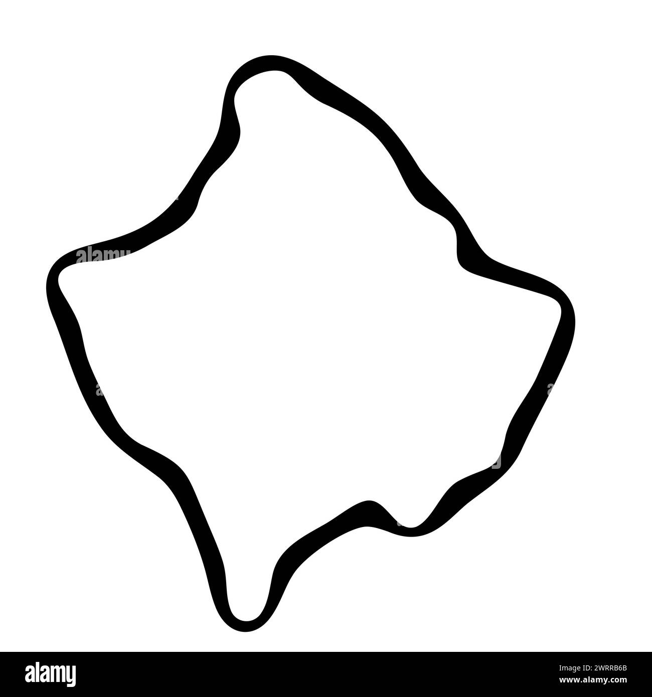 Mappa semplificata del paese del Kosovo. Contorno uniforme dell'inchiostro nero su sfondo bianco. Semplice icona vettoriale Illustrazione Vettoriale