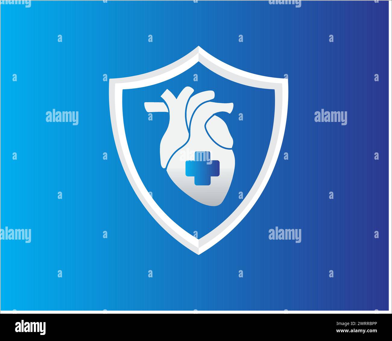 design con logo di protezione per scudo cardiaco per il servizio medico Illustrazione Vettoriale