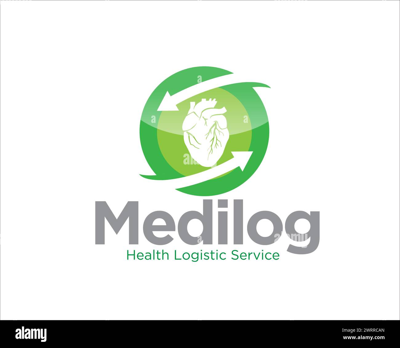 logistica medica per la medicina del cuore e il logo del servizio di salute Illustrazione Vettoriale