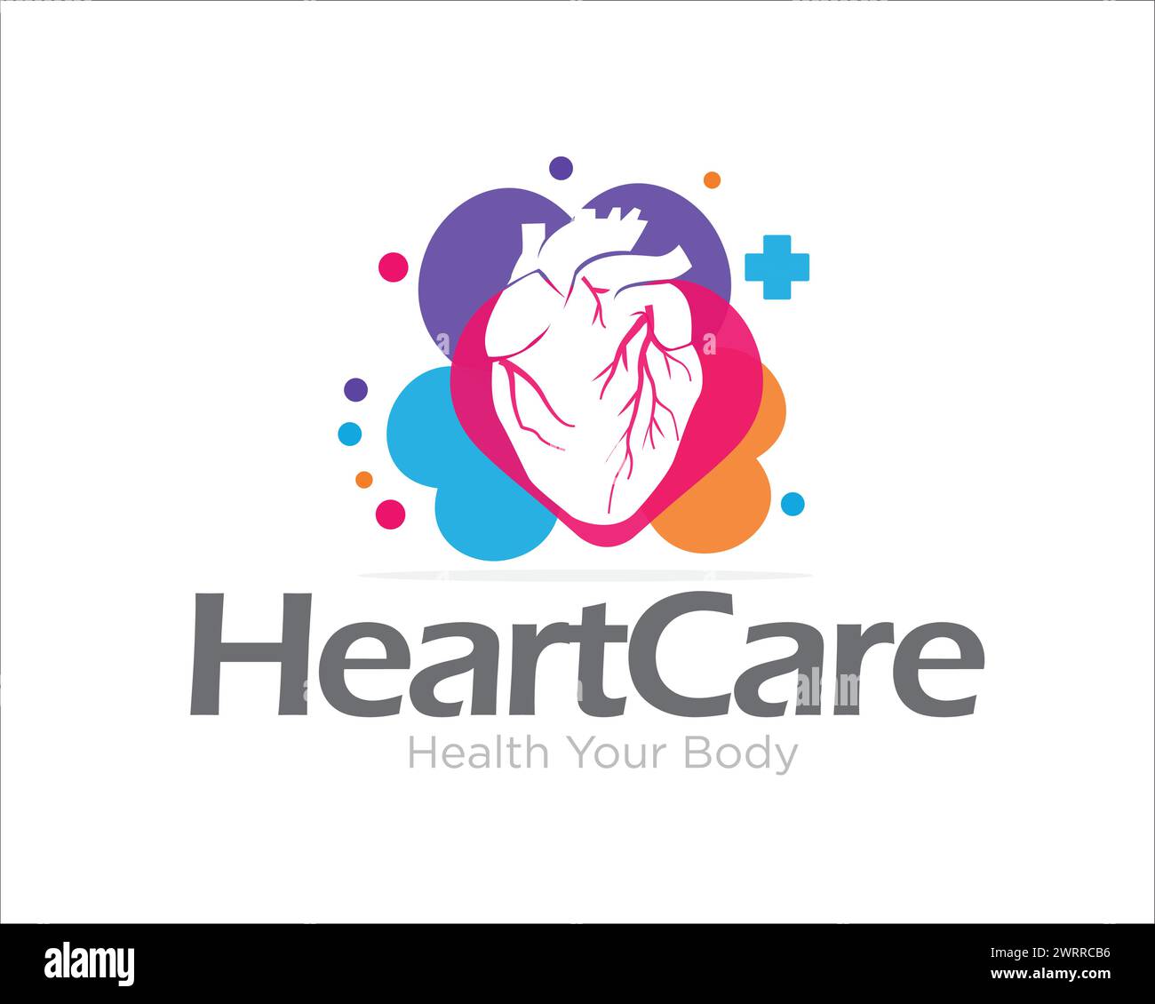 design logo heart care per il servizio medico e la consultazione Illustrazione Vettoriale