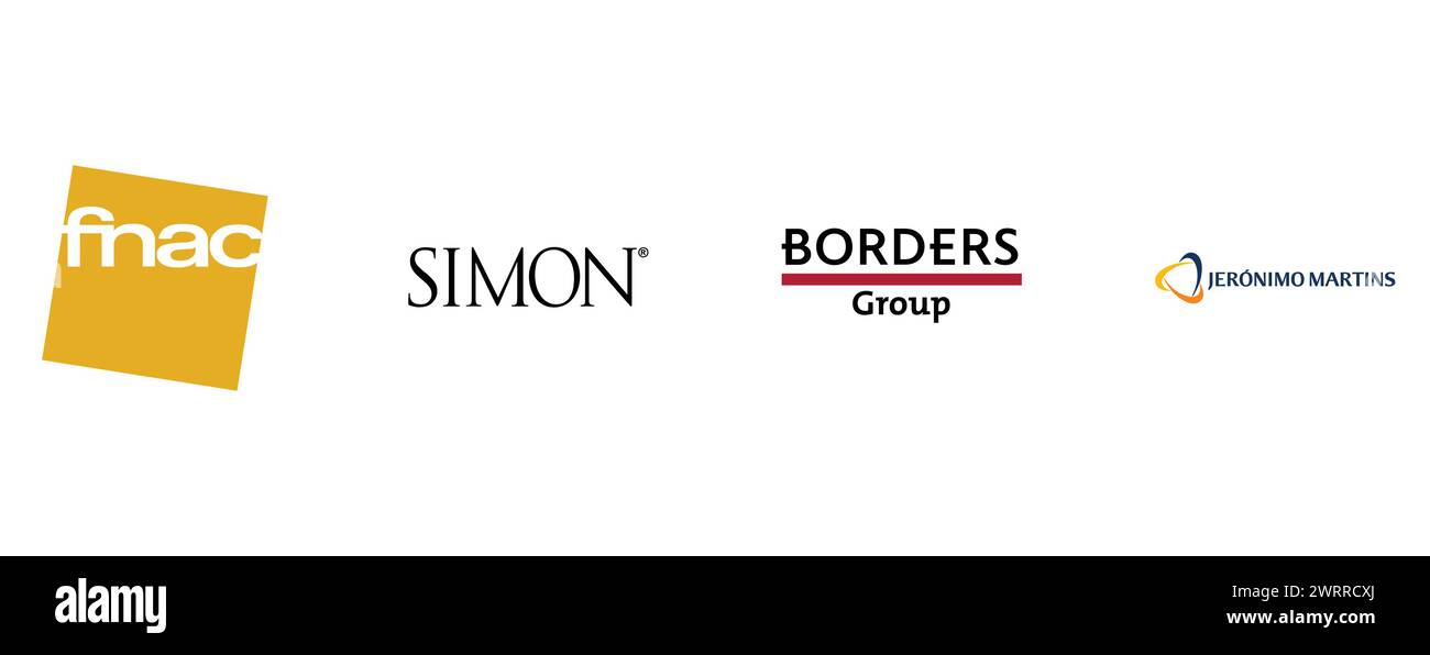 SIMON PROPERTY GROUP, BORDERS GROUP, FNAC, JERONIMO MARTINS. Collezione di logo vettoriali editoriali. Illustrazione Vettoriale