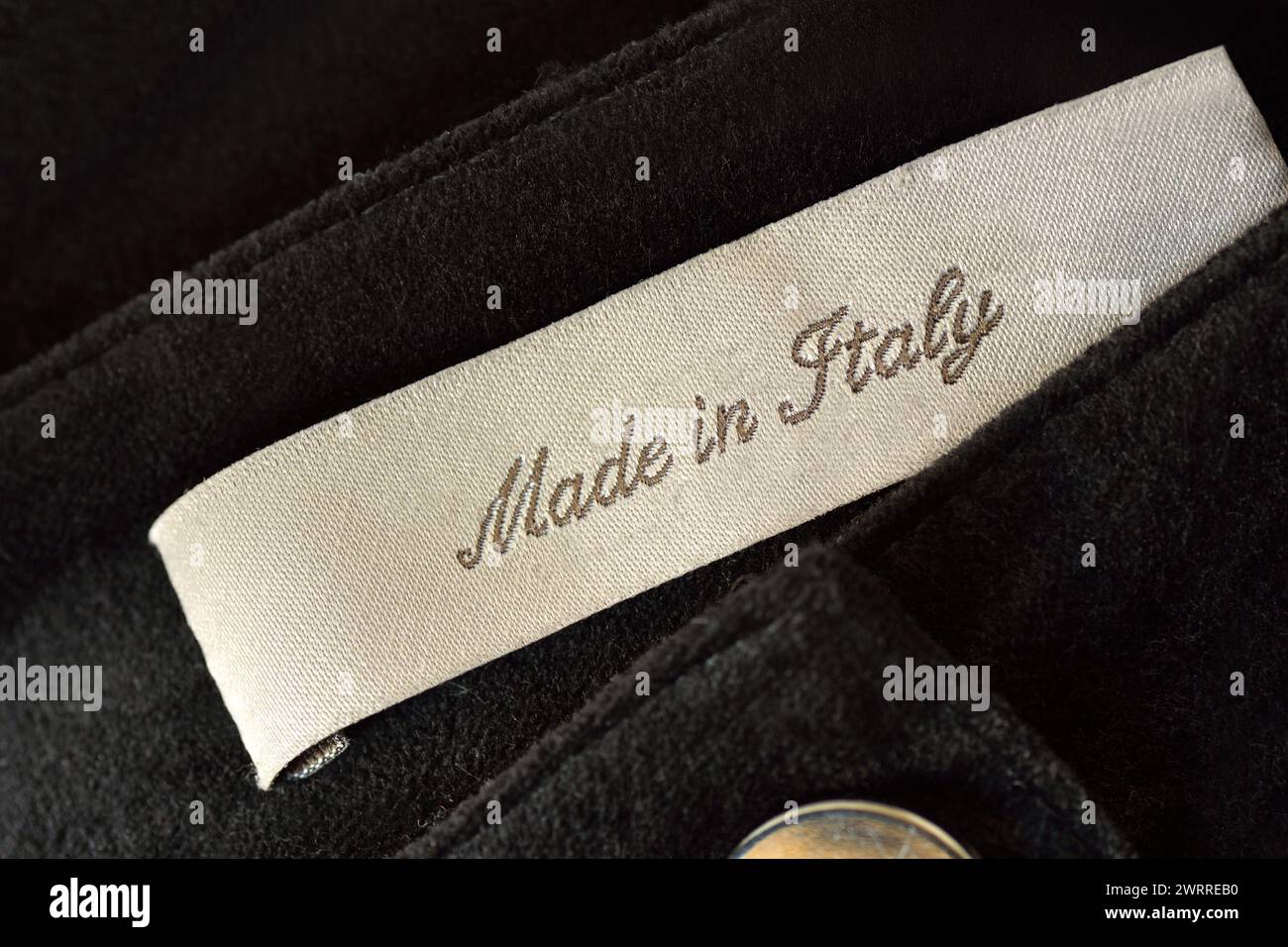 Etichetta Made in Italy nell'abbigliamento Foto Stock