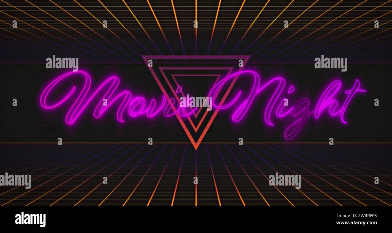 Immagine del testo notturno del filmato su triangoli e due griglie Foto Stock