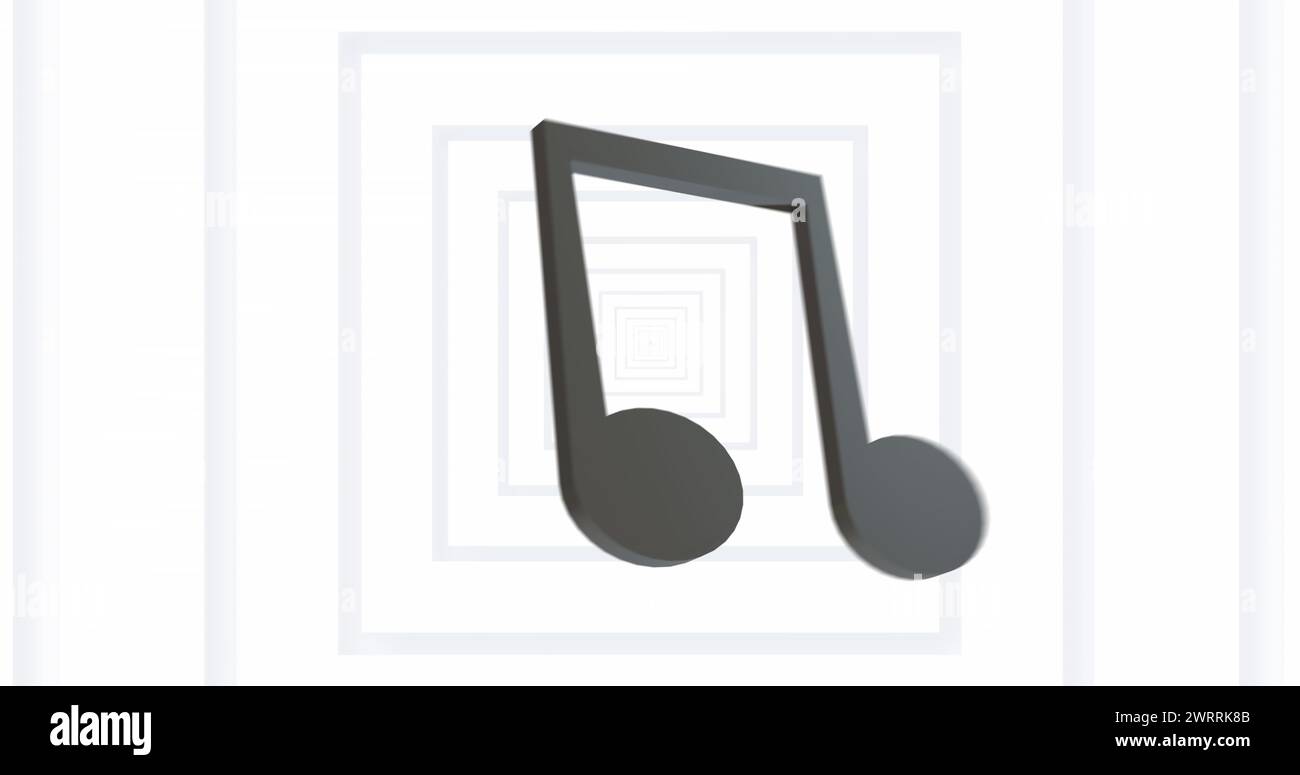 Immagine di una nota nera che si muove su quadrati bianchi Foto Stock