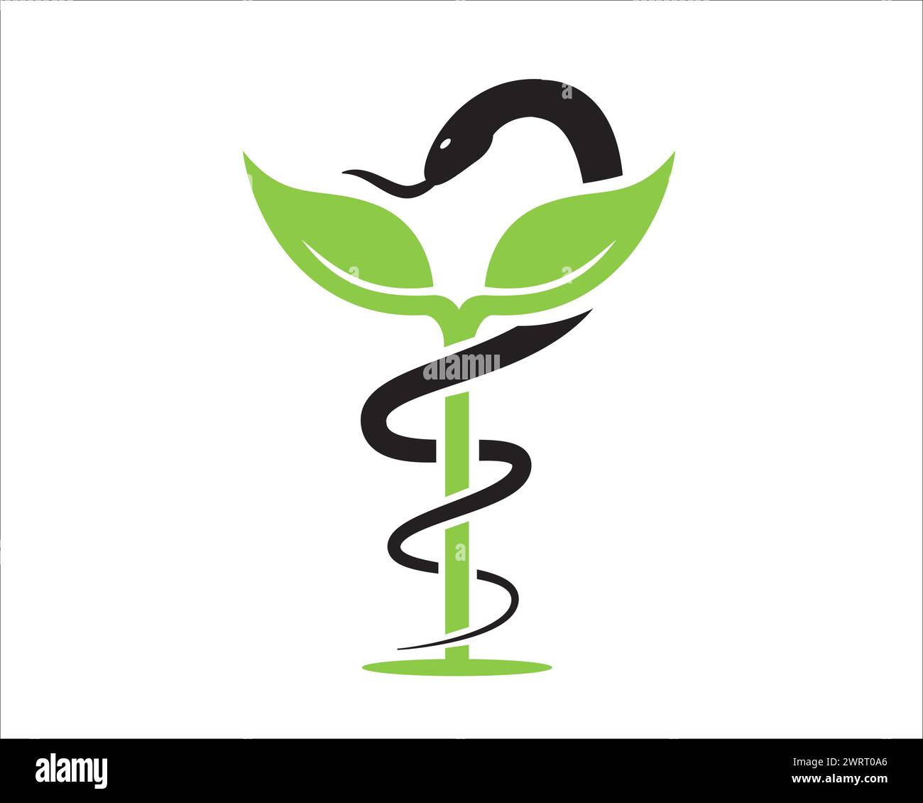 disegni del logo caduceo foglia per il servizio medico e consultare Illustrazione Vettoriale