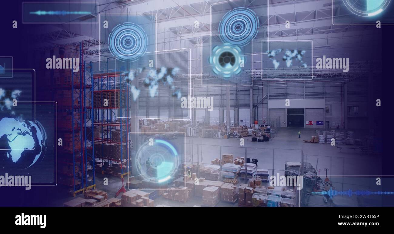 Immagine dell'elaborazione dei dati con scansione dell'oscilloscopio nel magazzino Foto Stock