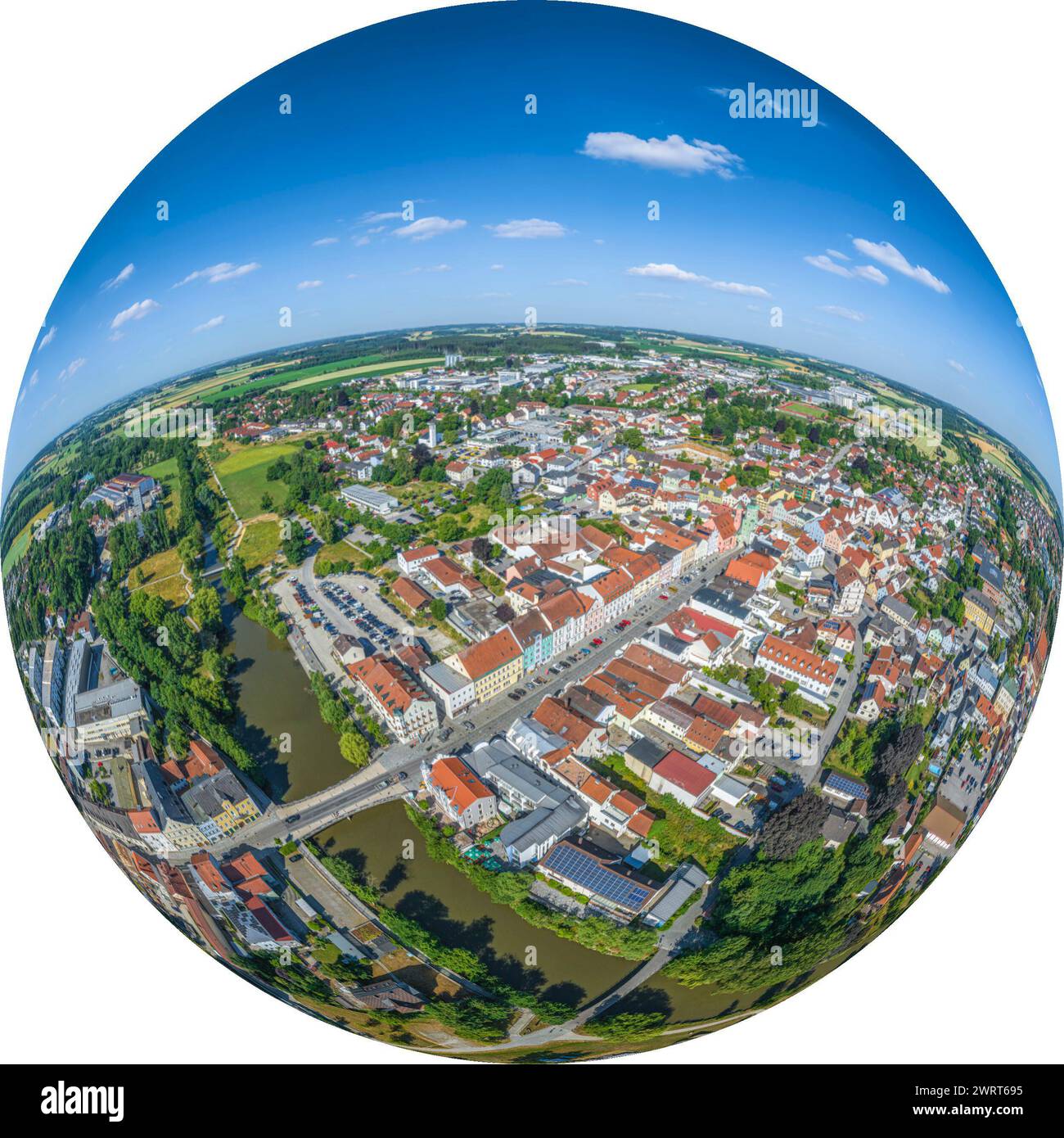 Vista della città di Vilsbiburg nella bassa Baviera Foto Stock