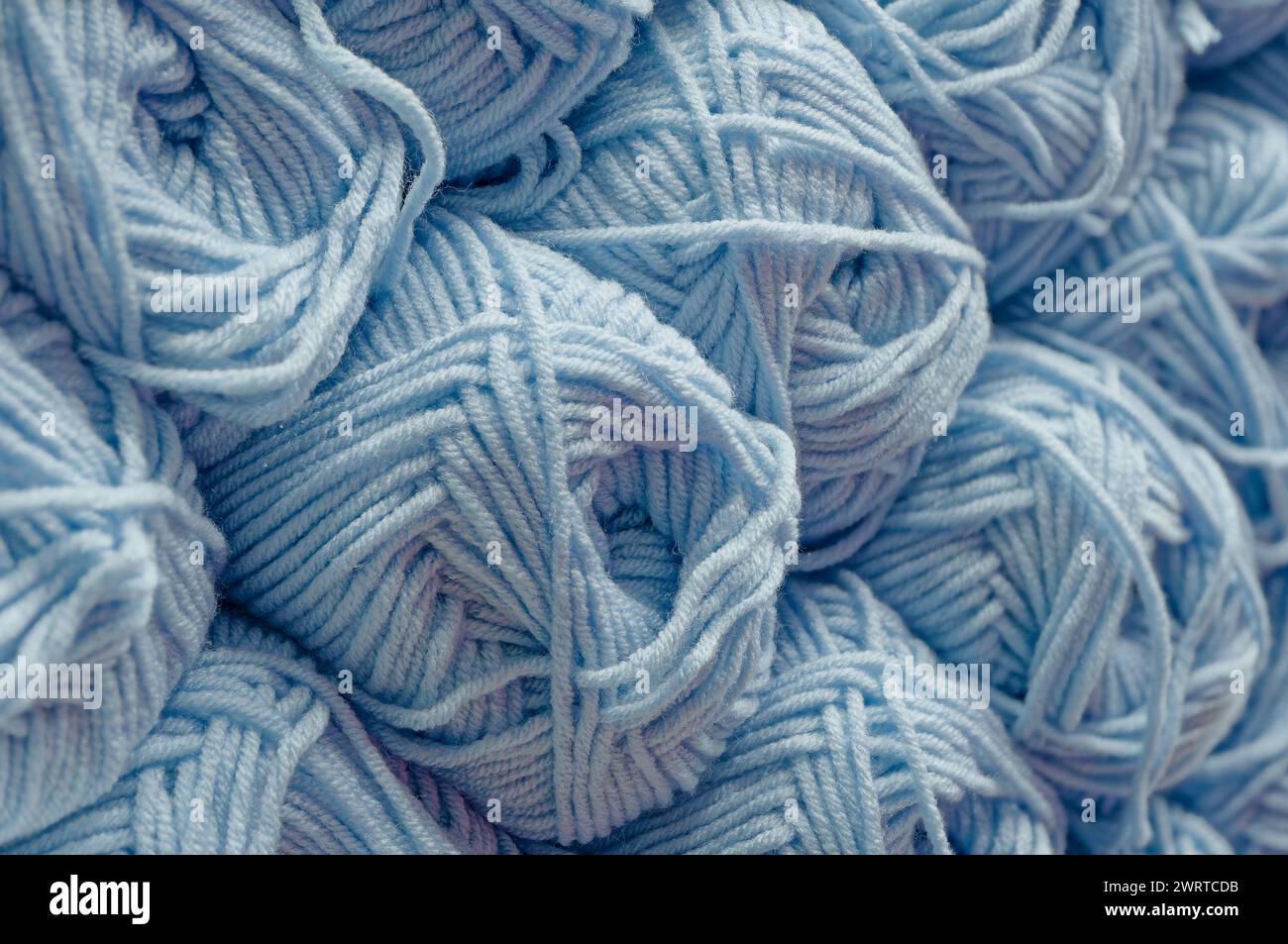 Sfere multiple di fili blu, sfondo in tessuto astratto Foto Stock