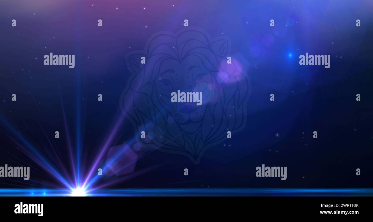 Immagine del simbolo della stella leo sopra le stelle luminose Foto Stock