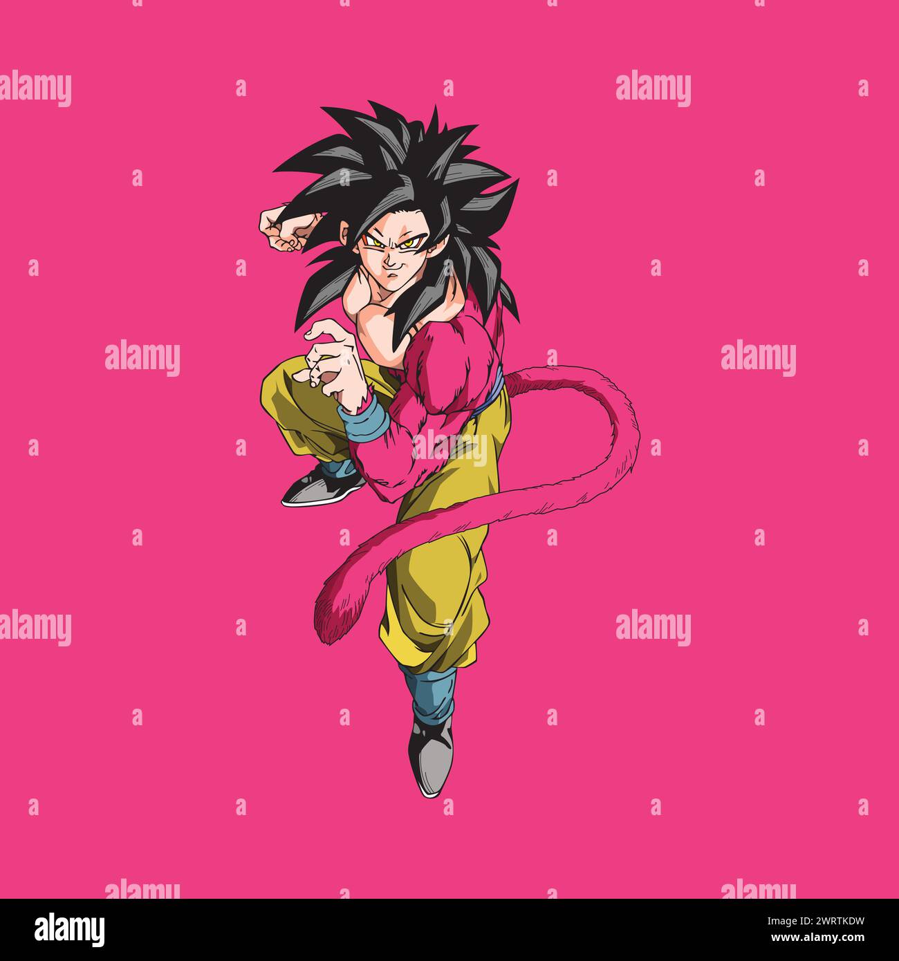 personaggio di dragon ball goku super saiyan ssj 4 anime illustrazione vettoriale divertente arte Illustrazione Vettoriale