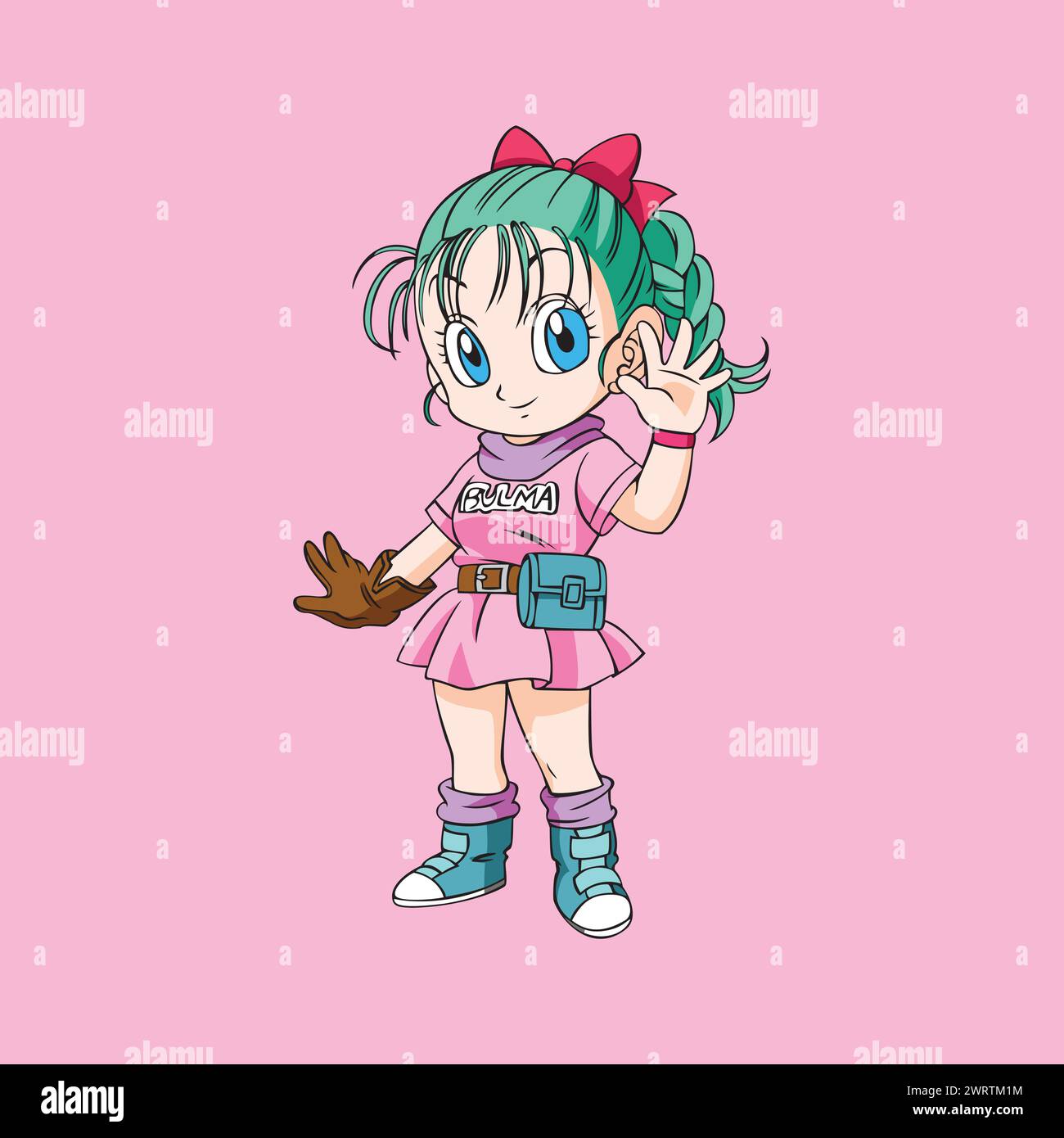 personaggio di dragon ball bulma chibi cartoon anime vettoriale illustrazione divertente arte Illustrazione Vettoriale