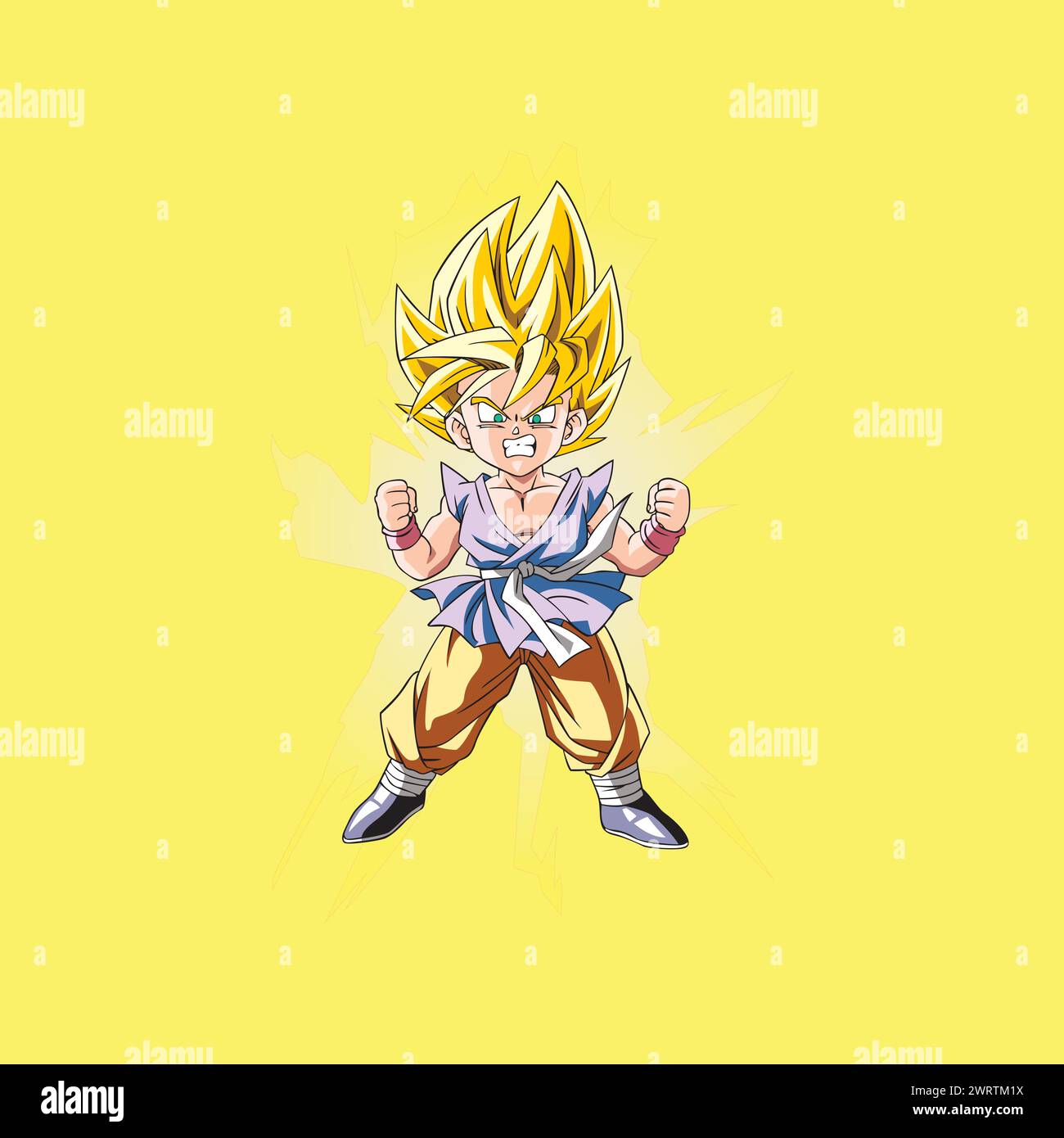 dragon ball kid goku ssj 2 super saiyan cartoni animati anime vettoriali illustrazione divertente arte Illustrazione Vettoriale