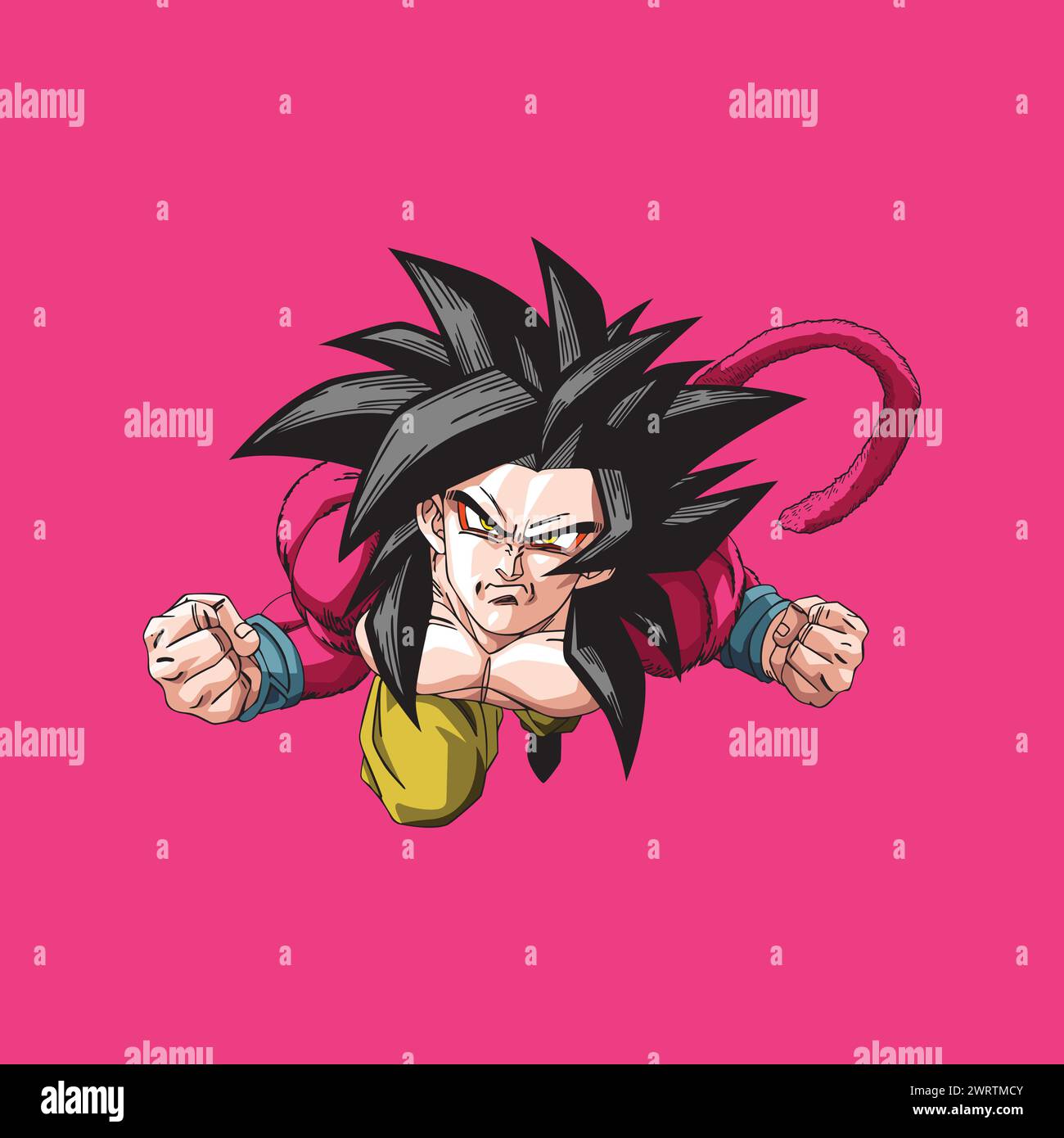 dragon ball character goku ssj 4 cartoni animati anime vettoriali illustrazione divertente arte Illustrazione Vettoriale