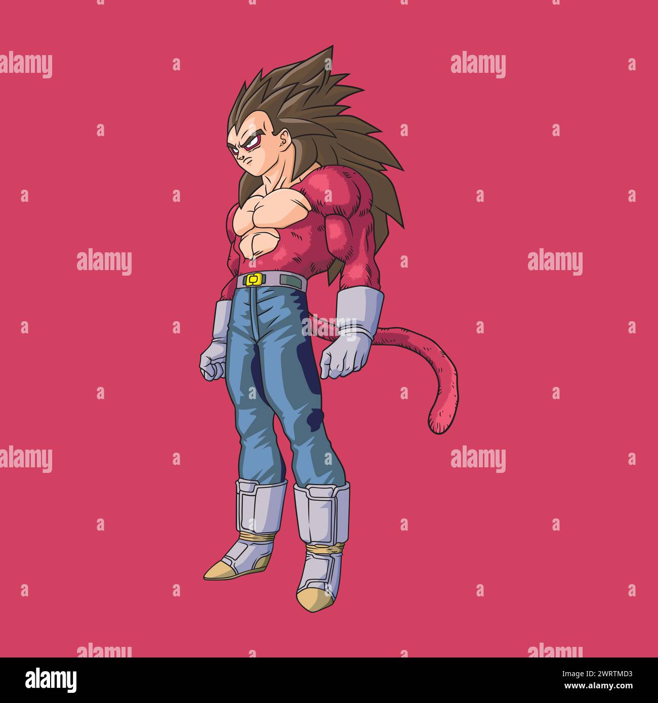 personaggio di dragon ball vegeta ssj 4 cartoni animati anime vettoriali illustrazione divertente arte Illustrazione Vettoriale