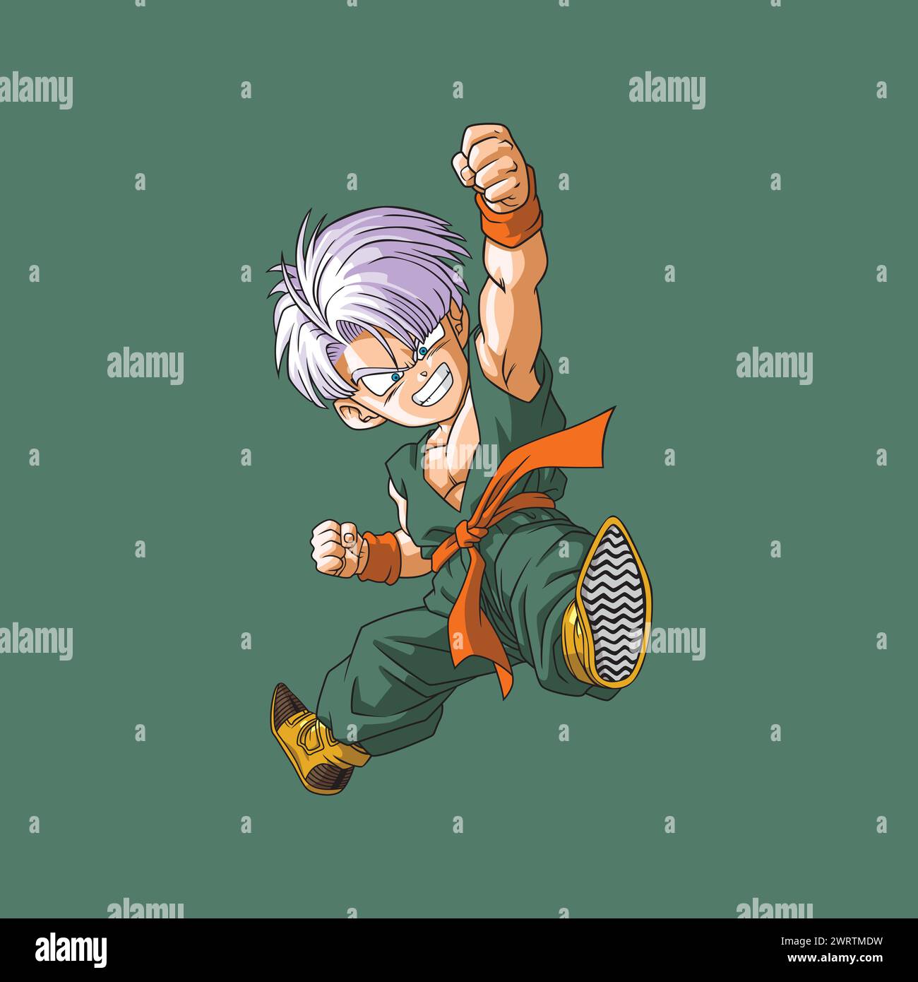 dragon ball character kids trunks cartoni animati anime vettoriali illustrazione divertente arte Illustrazione Vettoriale