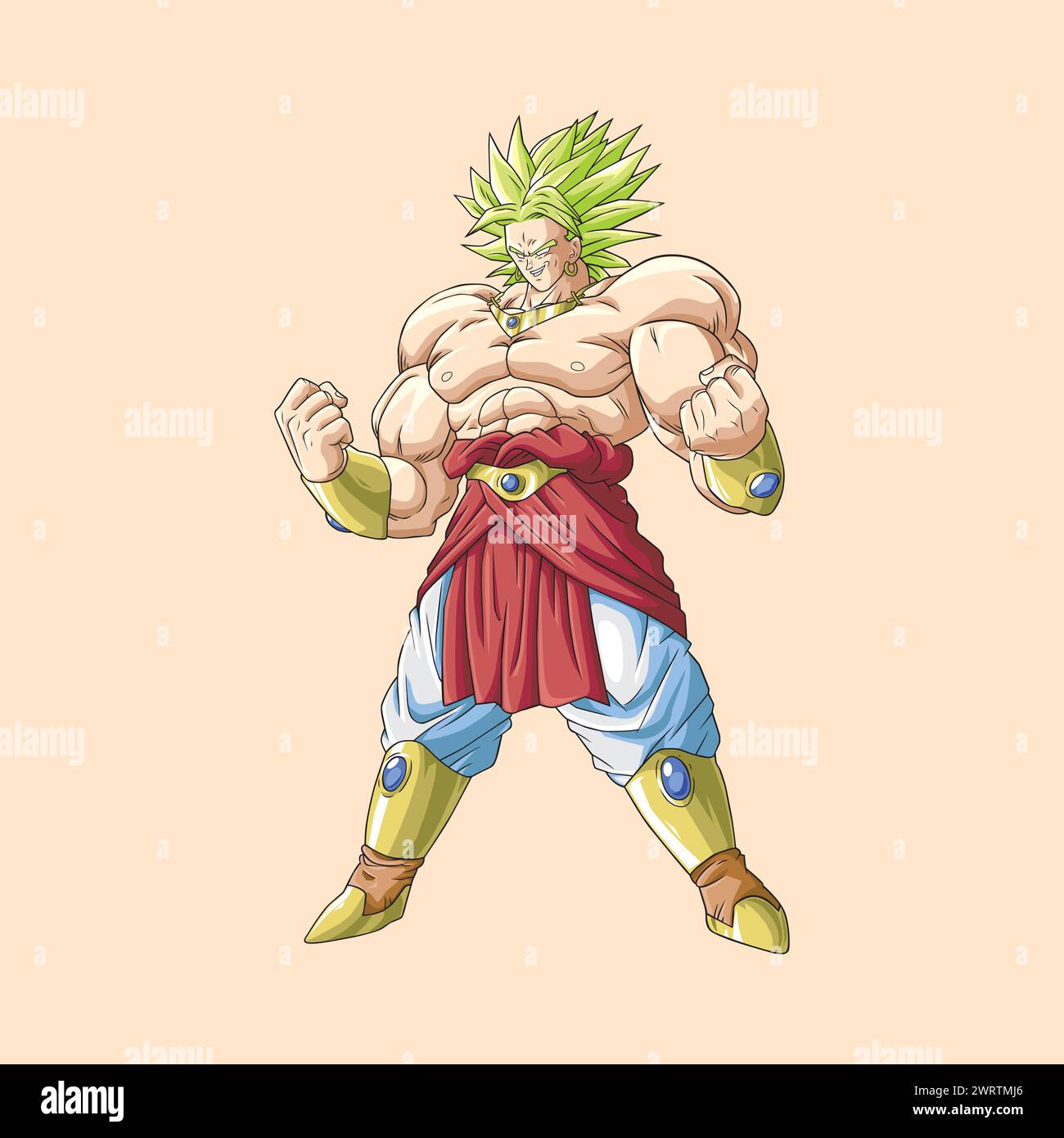 personaggio di dragon ball broly super saiyan illustrazione vettoriale divertente arte Illustrazione Vettoriale