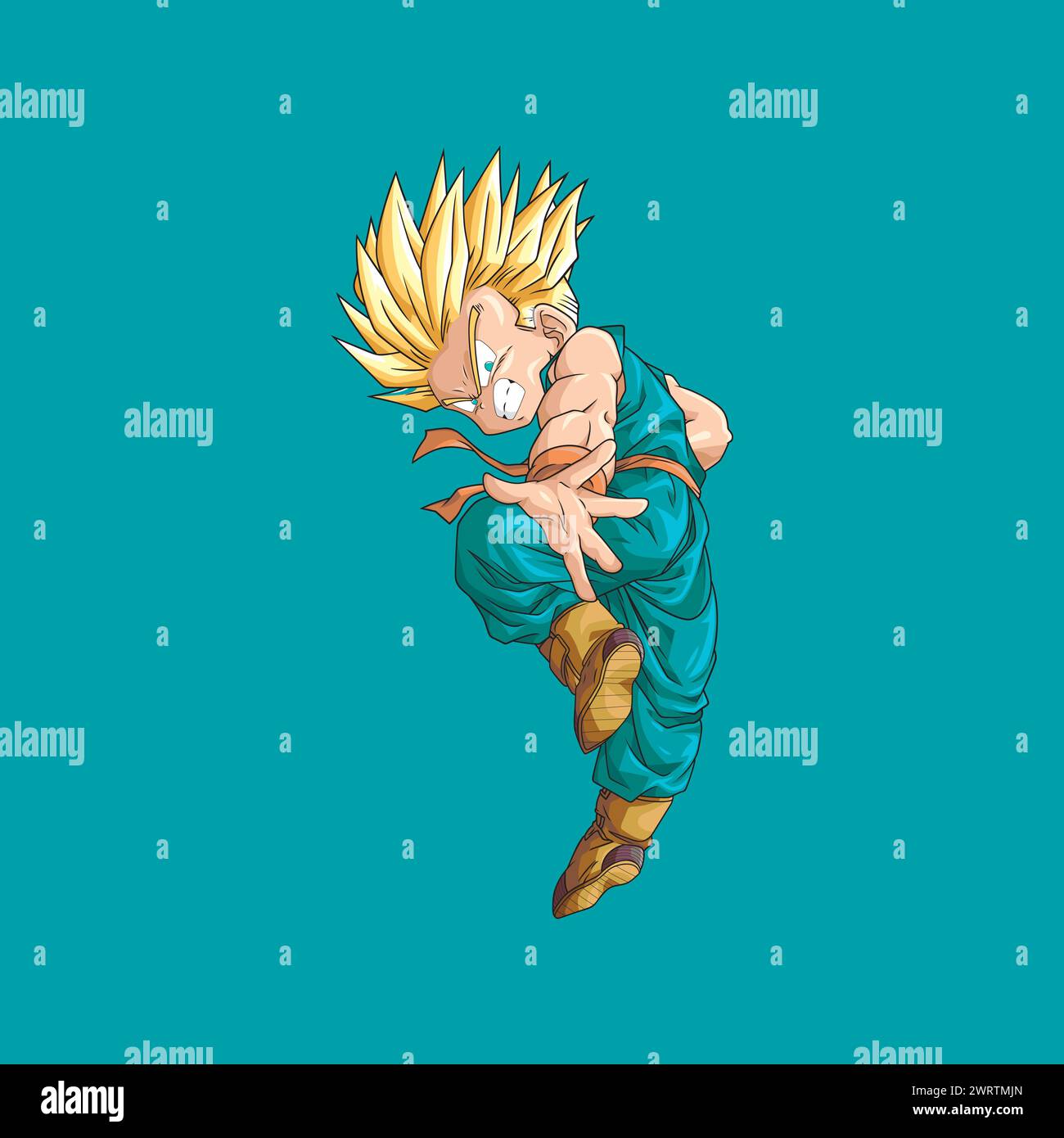 drago palla tronchi di personaggi per bambini super saiyan illustrazione vettoriale divertente arte Illustrazione Vettoriale