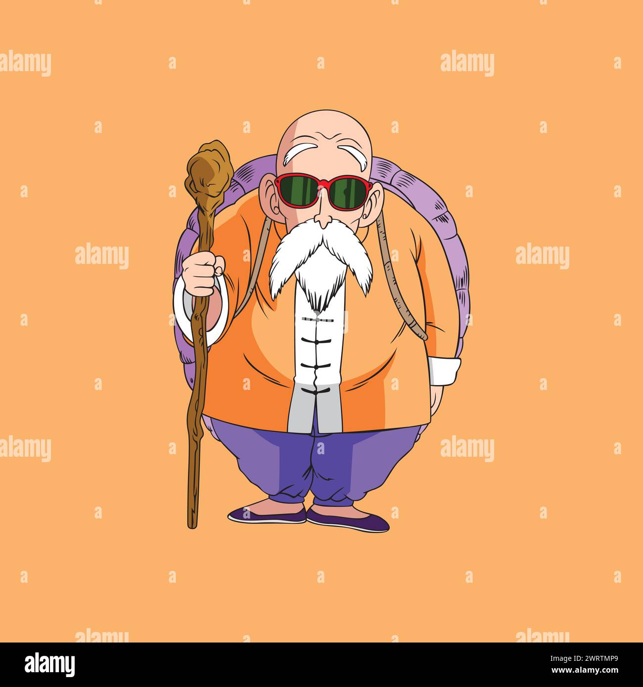 il maestro dei personaggi di dragon ball roshi, illustrazioni vettoriali, divertenti opere d'arte Illustrazione Vettoriale