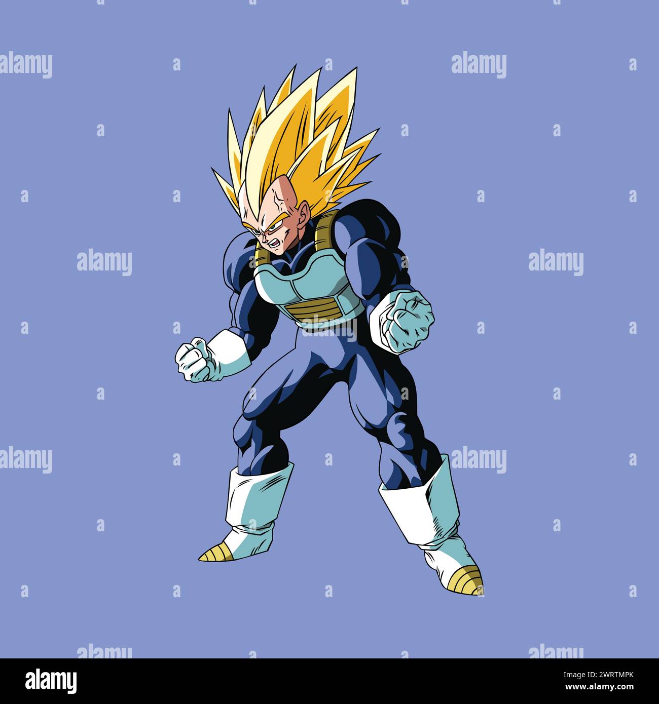 personaggio di dragon ball vegeta super saiyan cartoni animati illustrazione vettoriale divertente arte Illustrazione Vettoriale