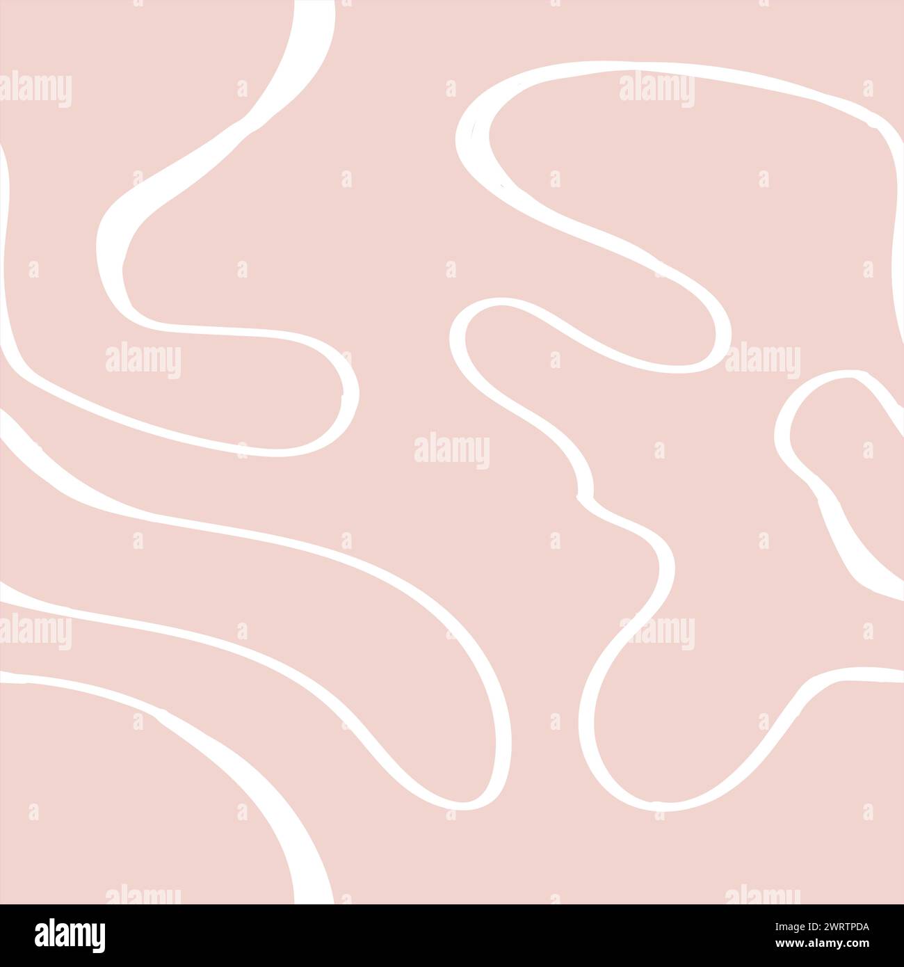 Motivo astratto senza cuciture con scoiattoli e scarabocchi. Linee curve ondulate. L'inchiostro caotico scompiglia la texture decorativa. Scarabocchi disordinati, ondulati e ricci Illustrazione Vettoriale