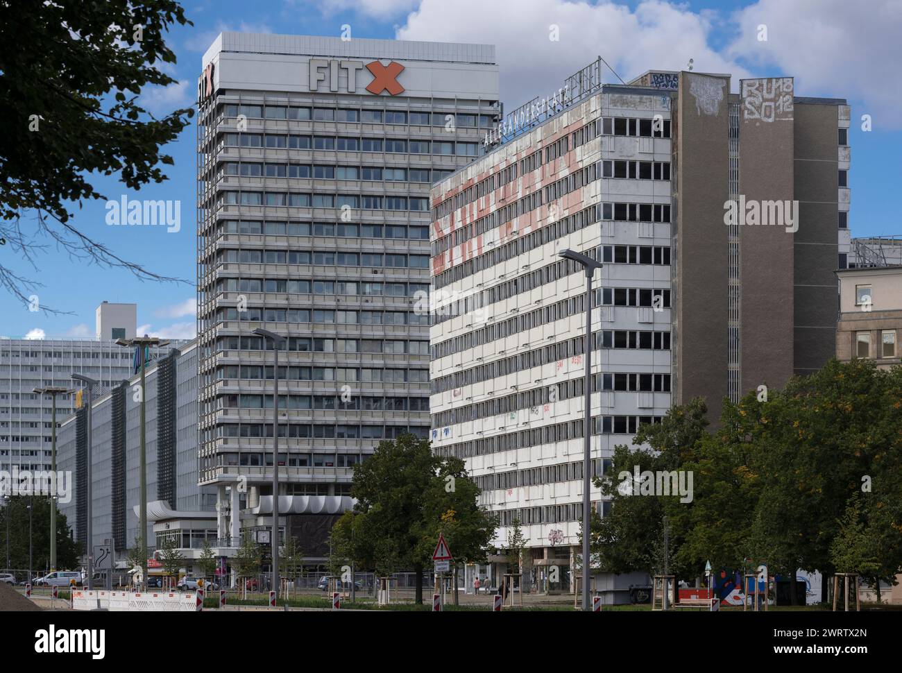 Haus der Statistik, Karl-Marx-Allee, Berlino Est, Germania Foto Stock